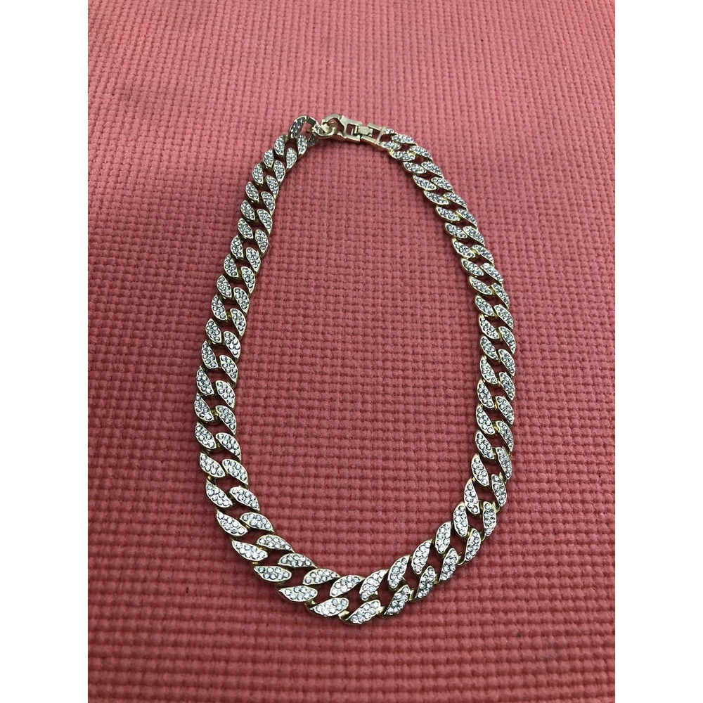 Gold Tone Cuban Iced-Out Chain Link Men's Necklace 20"